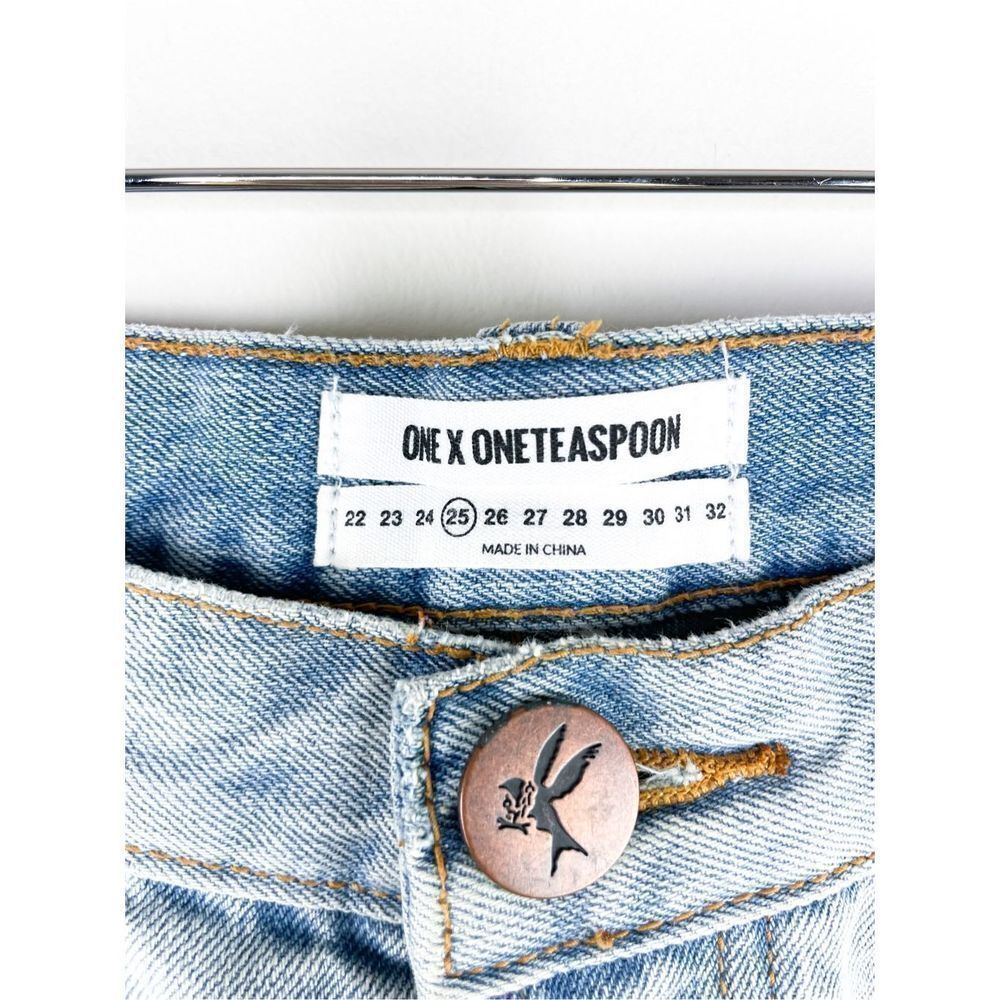 FP One x One Teaspoon Women's Jean Shorts Florence Charger Denim Distressed Shor - Picture 9 of 14